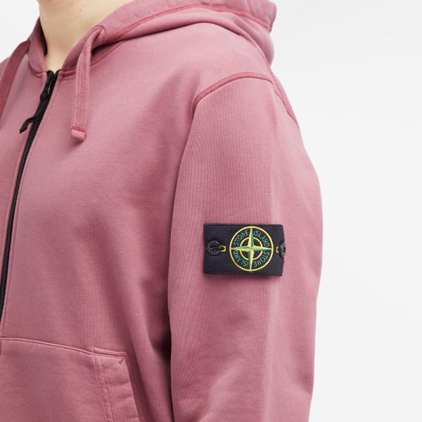 Stone Island Cotton Fleece Garment Dyed Zip Hoodie