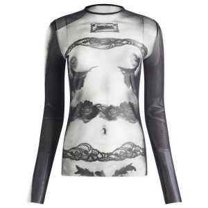 Jean Paul Gaultier Printed Mesh Top