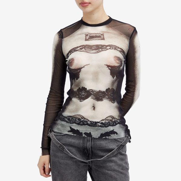 Jean Paul Gaultier Printed Mesh Top