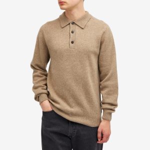 Sunspel Lambswool Long Sleeve Polo Shirt