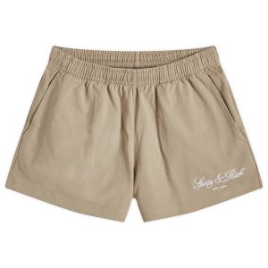 Sporty & Rich Vendome Script Embroidered Disco Short