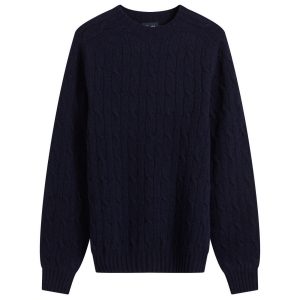 Drake's Brushed Shetland Cable Crew Jumper