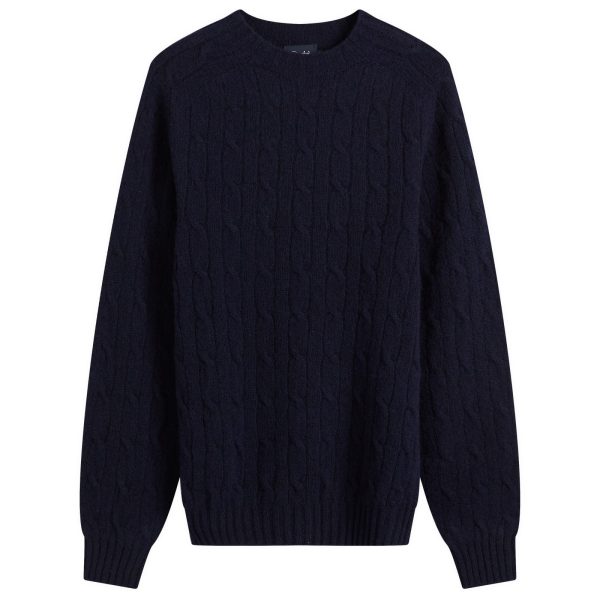 Drake's Brushed Shetland Cable Crew Jumper