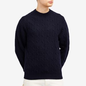 Drake's Brushed Shetland Cable Crew Jumper