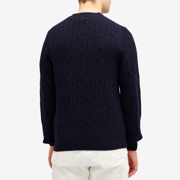 Drake's Brushed Shetland Cable Crew Jumper