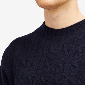 Drake's Brushed Shetland Cable Crew Jumper