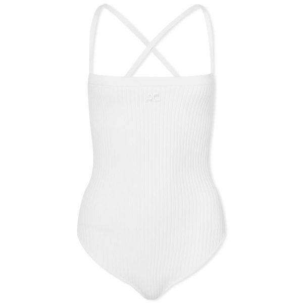 Courreges Rib Knit Criss Cross Cami Top