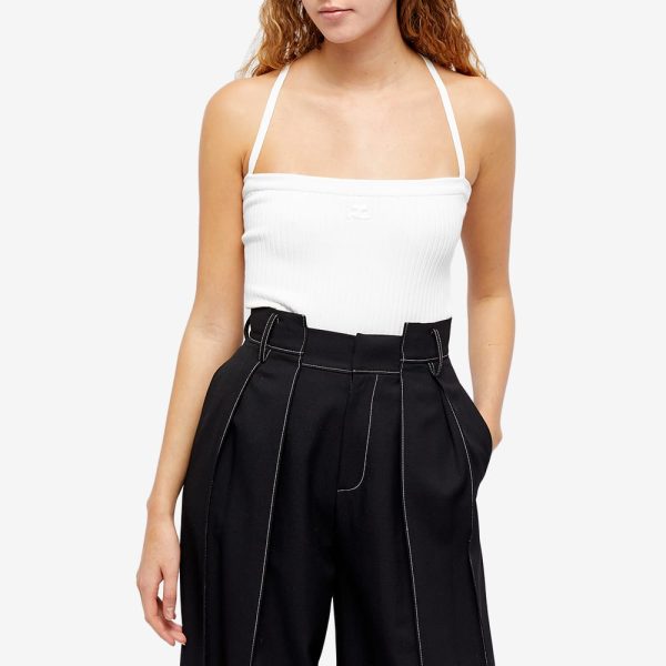 Courreges Rib Knit Criss Cross Cami Top