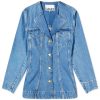 GANNI Cutline Denim Fitted Blazer