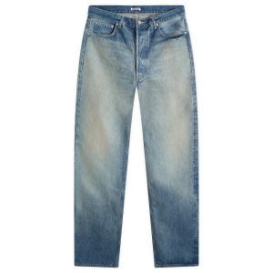 Auralee Selvedge Faded Straight Leg Jeans