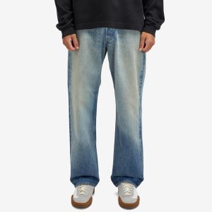 Auralee Selvedge Faded Straight Leg Jeans