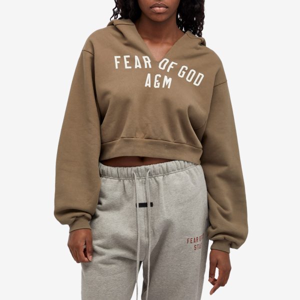 Fear of God ESSENTIALS Heavy Fleece Cropped V-Neck Hoodie