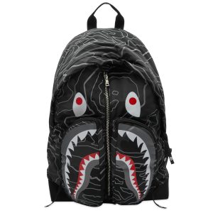 A Bathing Ape Layered Line Camo Shark Day Backpack