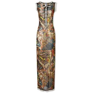 Jean Paul Gaultier Butterfly Mesh Maxi Dress