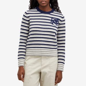 Maison Kitsune Fox Head Intarsia Striped Jumper