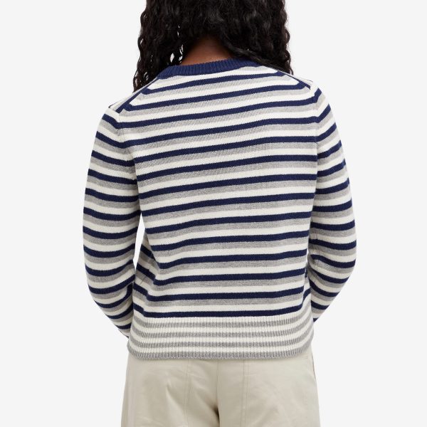 Maison Kitsune Fox Head Intarsia Striped Jumper