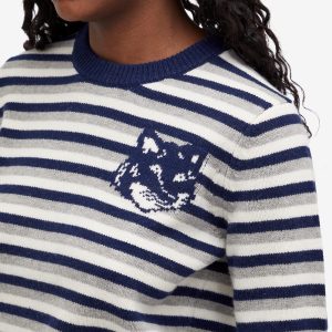 Maison Kitsune Fox Head Intarsia Striped Jumper