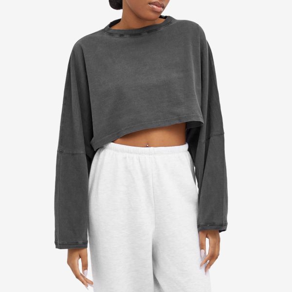 Joah Brown Slouchy Crop Long Sleeve Top