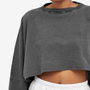 Joah Brown Slouchy Crop Long Sleeve Top