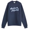 Maison Kitsune Handwriting Striped Comfort Crew Sweatshirt