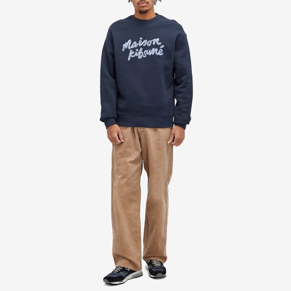 Maison Kitsune Handwriting Striped Comfort Crew Sweatshirt