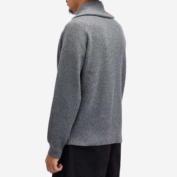 Maison Kitsune Bold Fox Head Patch Half Zip Ribbed Jumper