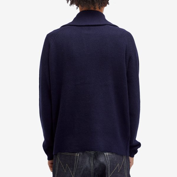 Maison Kitsune Bold Fox Head Patch Half Zip Ribbed Jumper