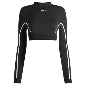 Off-White Crop Logo Long Sleeve Top