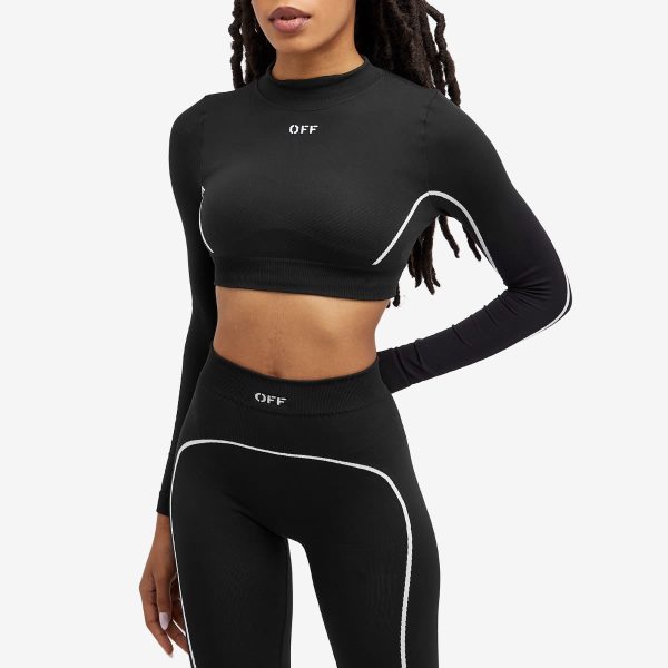 Off-White Crop Logo Long Sleeve Top