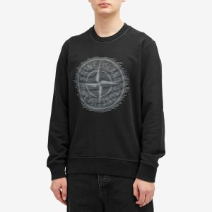 Stone Island Badge Print Crew Neck Sweatshirt