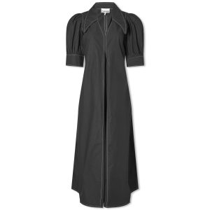 Ganni Cotton Poplin V-Neck Maxi Dress