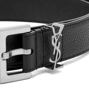 Saint Laurent Metal Logo Grain Leather Belt