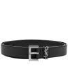 Saint Laurent Metal Logo Grain Leather Belt