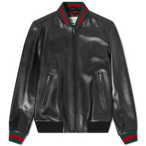 Gucci GRG Taped Leather Bomber Jacket