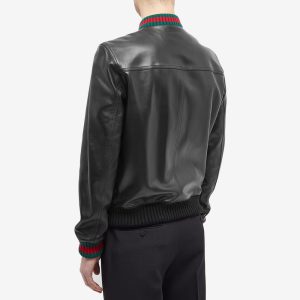 Gucci GRG Taped Leather Bomber Jacket