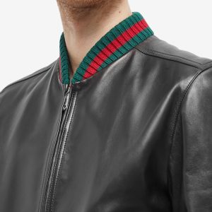 Gucci GRG Taped Leather Bomber Jacket