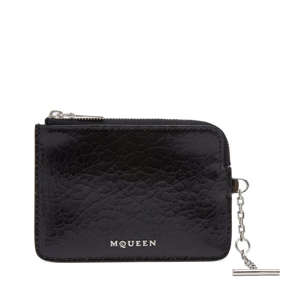 Alexander McQueen Sling Crackled Leather Zip Coin Pouch