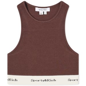 Sporty & Rich Serif Logo Ribbed Cropped Tank Top