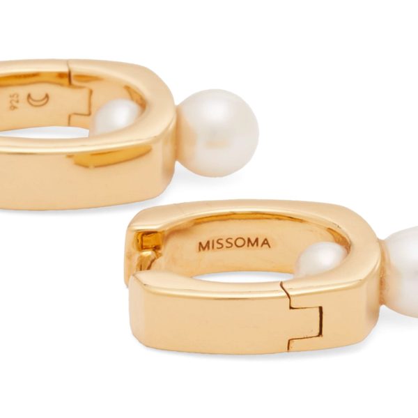 Missoma Button Pearl Square Hoop Earrings