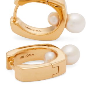 Missoma Button Pearl Square Hoop Earrings