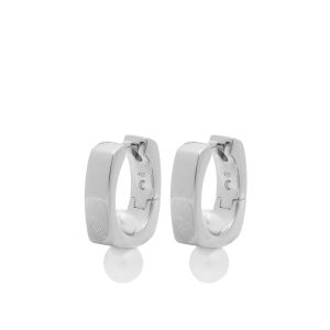 Missoma Button Pearl Square Hoop Earrings