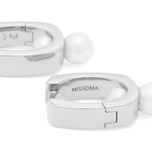 Missoma Button Pearl Square Hoop Earrings