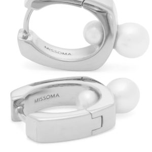 Missoma Button Pearl Square Hoop Earrings