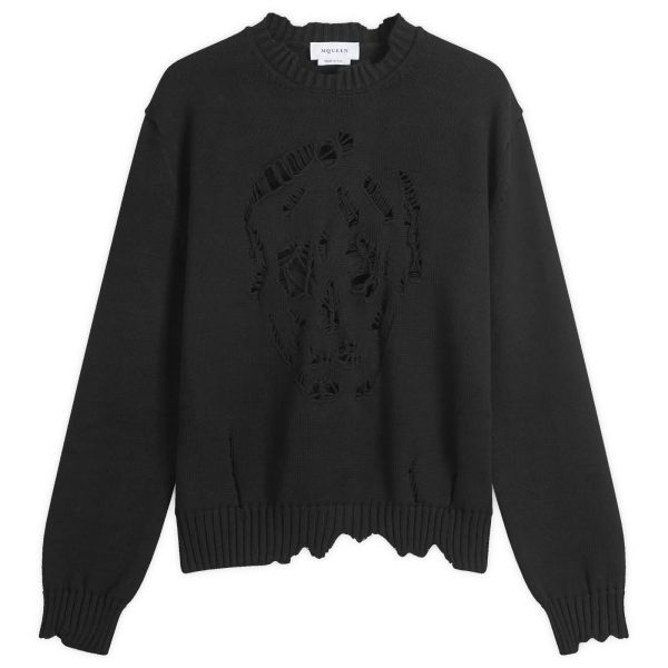 Alexander McQueen Distressed Skull Crew Neck Jumper