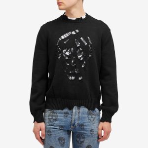 Alexander McQueen Distressed Skull Crew Neck Jumper