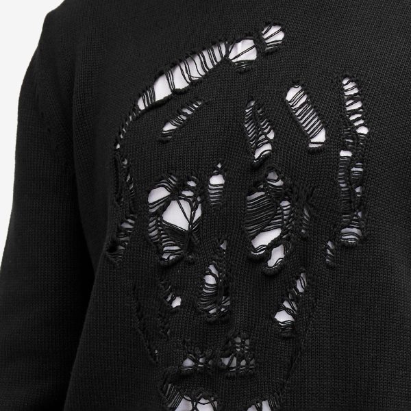 Alexander McQueen Distressed Skull Crew Neck Jumper