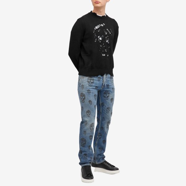 Alexander McQueen Distressed Skull Crew Neck Jumper