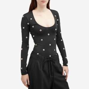 Fiorucci Black Metal Studded Bodysuit