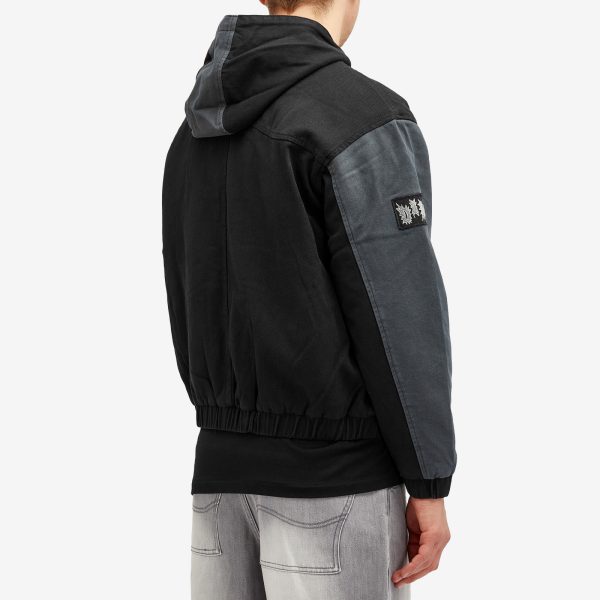 Dime Denim Panel Hooded Bomber Jacket