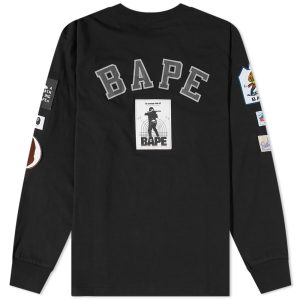 A Bathing Ape BAPE Multi Label Relaxed Fit Long Sleeve T-Shirt